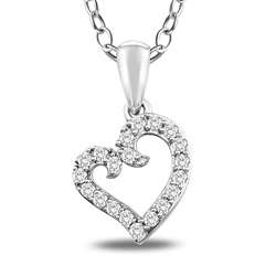 Sterling Silver 1/5ct TDW Diamond Heart Necklace (H I, I3)   