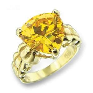  Jewelry   Canary Gold Tone Solitaire CZ Ring SZ 9 Jewelry