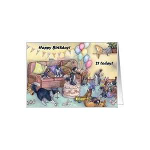   card, happy birthday, party, 21, twenty one, Card: Toys & Games