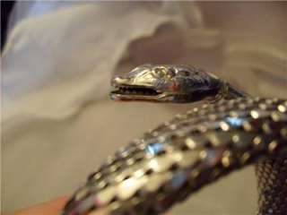 Vintage Whiting & Davis Snake BraceletChoker SilverMesh  