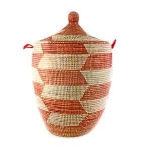  Hand Woven West African Storage Hamper   Red   Large