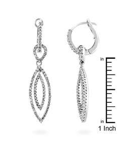 14k White Gold 3/4ct TDW Diamond Dangle Earrings  Overstock