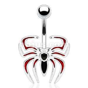  Steel Epoxy Accented Red Black Spider Navel Ring: Jewelry