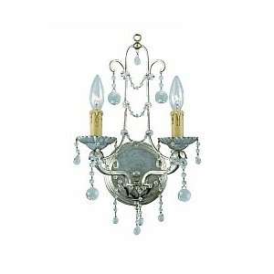   Light 17ö Silver Leaf Wall Sconce with Clear Murano Crystals 4612 SL