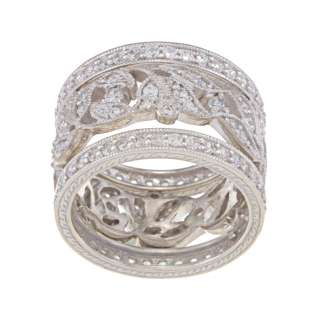 Tacori IV Platinum/ Silver CZ Epiphany Vine Design 3 piece Ring Set 