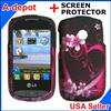 Tracfone LG 800G Net10 Blue Vines Hard Case Cover +Screen Protector 