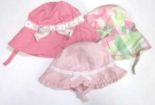 LOT 3 JANIE AND JACK Pink Green Bonnet Hats 12 18 Mo  