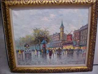 Antoine Blanchard Le Moulin Rouge Signed Oil on Canvas Painting 20 x 