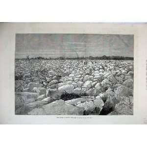  1880 Winter Scene France Loire Saumur Rocks Old Print 