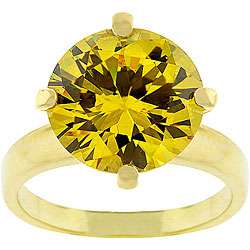 Goldtone Yellow Cubic Zirconia Solitaire Ring  Overstock