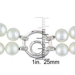 White Freshwater Pearl and Diamond Accent Necklace (G H, I3 