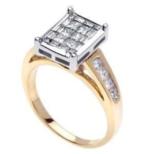  Princess Engagement Ring in 14K Two Tone Gold (0.90 ctw 