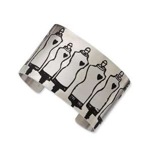  Stainless Steel Blue Trees Brushed Cuff Bangle: Jewelry