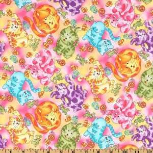   Cat titude Playful Cats Pink Fabric By The Yard: Arts, Crafts & Sewing