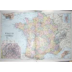  BACON MAP 1894 FRANCE STREET PLAN PARIS RIVIERA HAVRE 