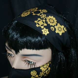 This Headband is made from Black cotton. Then I screen printed Gold 