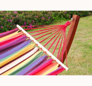 New Wooden Curved Arc Hammock Stand W/Colorful Hammock 9.8Long  