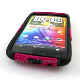 Pink Dual Flex Hard Case Gel Cover For HTC Sensation 4G T Mobile 
