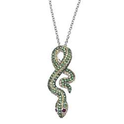Meredith Leigh Sterling Silver Gemstone Snake Necklace  