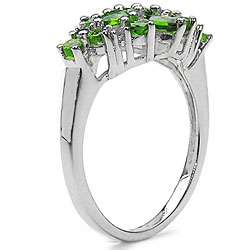 Sterling Silver Chrome Diopside/ White Topaz Ring  Overstock