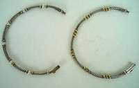 Pair of DAVID YURMAN Sterling/Gold/Pearl Narrow Cable Bracelets  