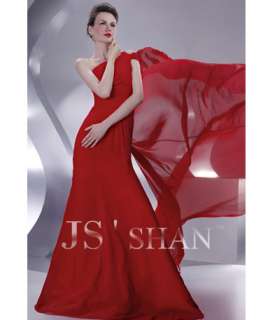 JSSHAN Red One shoulder Ball Evening Gown Prom Dress  