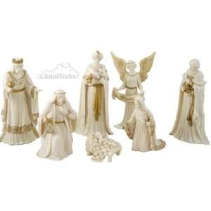    Mini White and Gold Nativity Figurines Set of 7: Everything Else