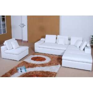  Urban White Leather Sectional Sofa and Chair   RSF: Home 
