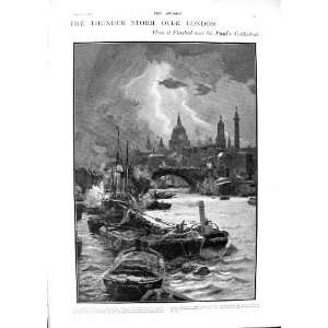  1901 Thunder Storm London St. PaulS Cathedral Tourist 