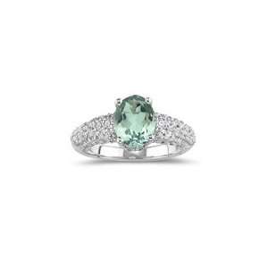  1.28 Cts Diamond & 1.18Cts Green Amethyst Ring in 18K 
