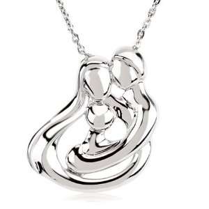 Family Embrace Sterling Silver Necklace, 1 Child: Jewelry