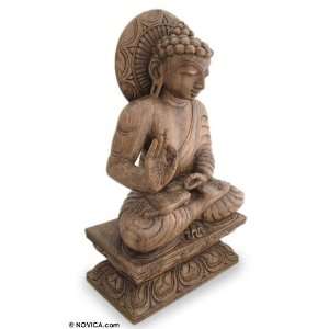  Teak sculpture, Meditative Buddha