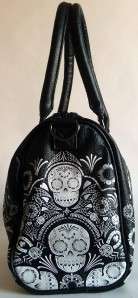 Loungefly Sugar Skull Satchel Handbag Purse Black NEW  