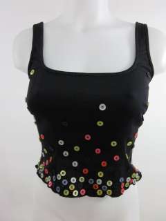   embellished sleeveless shirt in a size 8 this black tank is