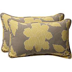   Decorative Gray/ Yellow Floral Toss Pillows (Set of 2)  