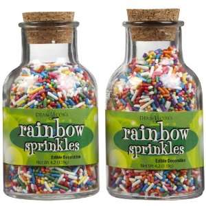 Dean Jacobs Rainbow Sprinkles Glass Jar w/ Cork, 4.2 oz, 2 pk:  