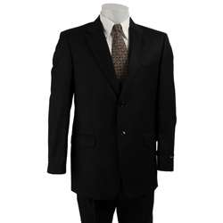 Jones New York Mens Black Stripe Wool Suit  