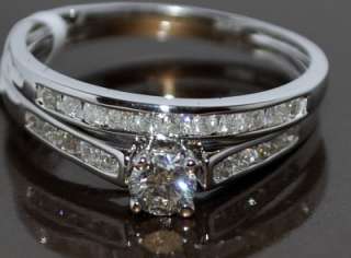 DIAMOND BRIDAL WEDDING SET 14K WHITE GOLD .5CT TWO PIECE ENGAGEMENT 