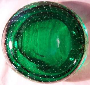 Murano Italian Art Glass Green Bowl Dish Bullicante WOW  