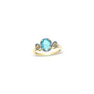 ZALES Oval Lab Created Aquamarine and Diamond Accent Ring in 10K Gold 
