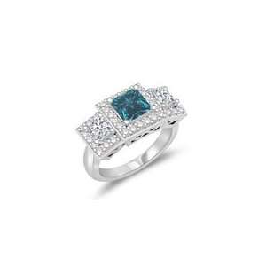  0.66 Cts Blue & 0.98 White Diamond Ring in 14K White Gold 