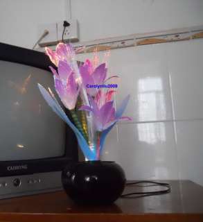 Novel Orchid Flower Color Changing Fiber Optic Lamp 42cm height flower 