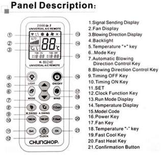 CHUNGHOP Mini LCD Universal A/C Remote Control  