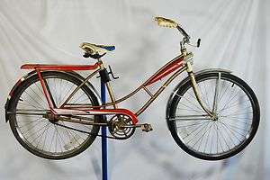 Vintage 1960s Hiawatha Gambles ladies cruiser bike silver red with 