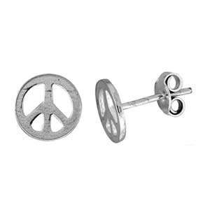  Sterling Silver Peace Sign Earrings, 5/16 (8 mm): Jewelry