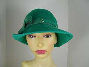   Ladies Green Glenover Wool Hat with leather band by Henry Pollak