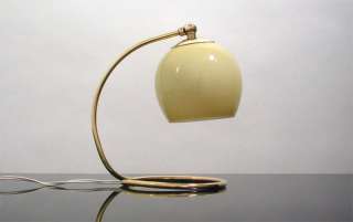 MID CENTURY Modern TABLE LAMP DESK LAMP BRASS & OPAL GLASS 50s  