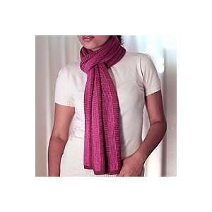 NOVICA 100% alpaca scarf, Rose Duality 