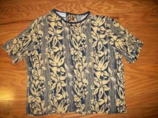 JOHN HENRY BLUE TAN FLORAL OUTFIT SKIRT TOP L LARGE  