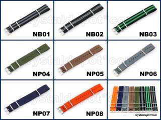 20mm 22mm NATO Nylon Watch Strap Band Green Bond Military G10 & More 